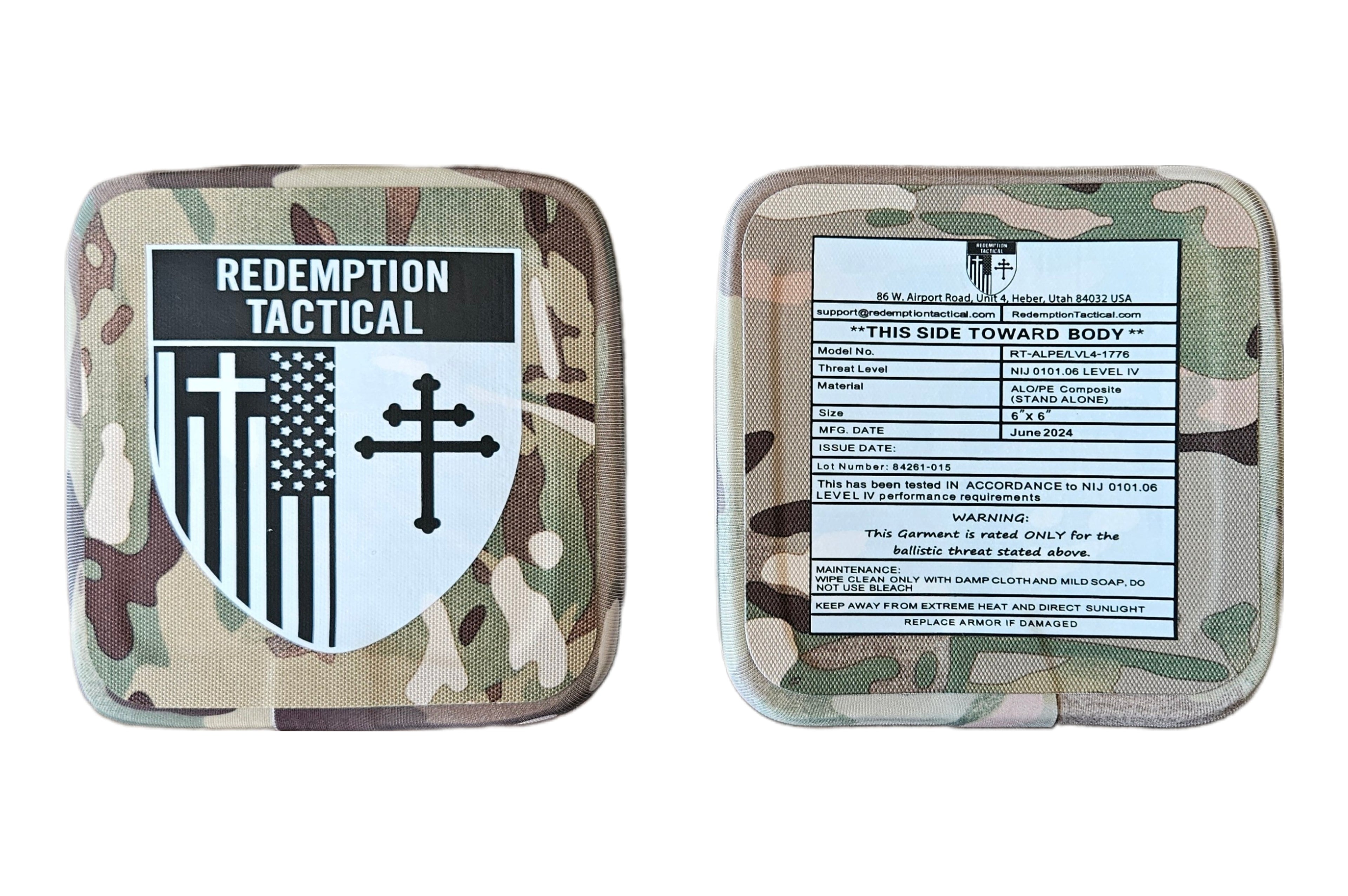 (PAIR) Level IV 6x6" Side Plates (Lightweight Alumina PE Material)