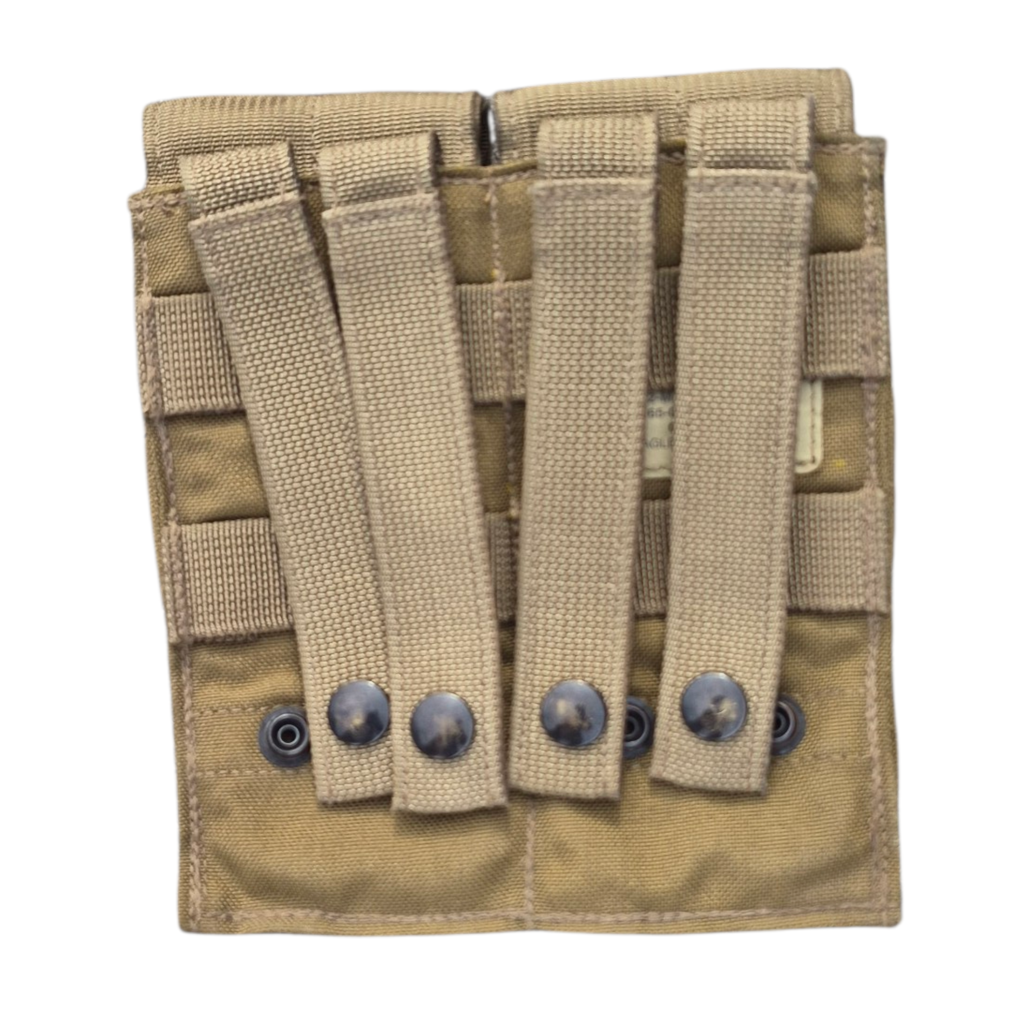 four separate MOLLE-compatible M4 double magazine pouches  coyote tan USMC