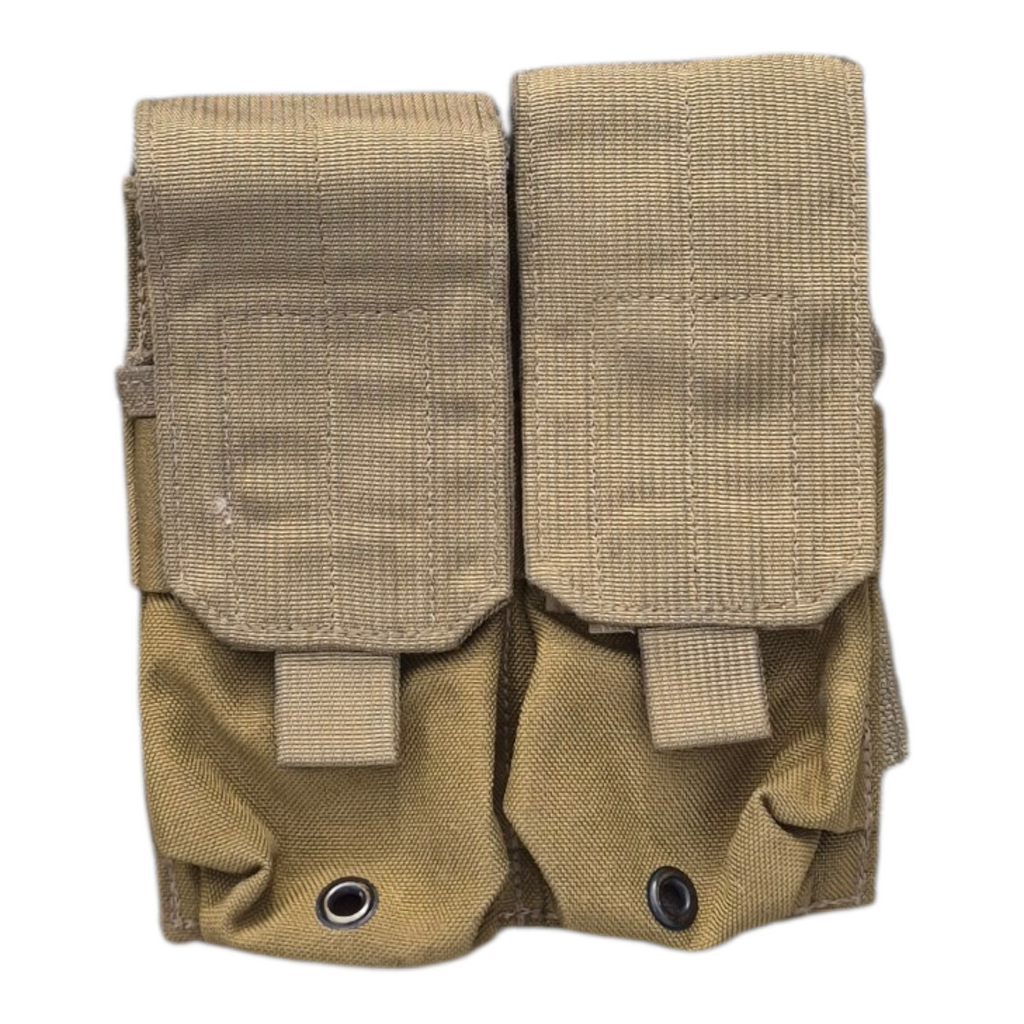 four separate MOLLE-compatible M4 double magazine pouches  coyote tan USMC