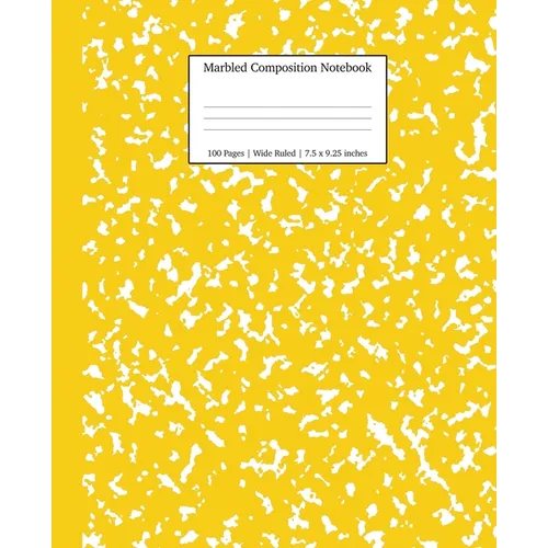 Marbled Composition Notebook: Yellow Marble Wide Ruled Paper Subject Book - Paperback
