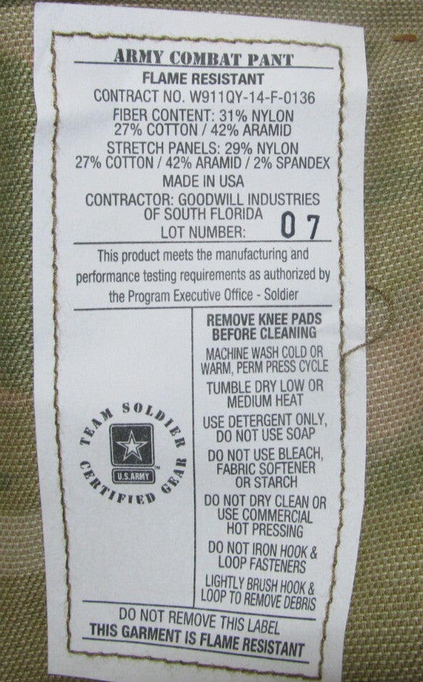 NEW- ARMY ADVANCED COMBAT PANTS W/ CRYE KNEE PAD SLOTS OCP- MED SHORT