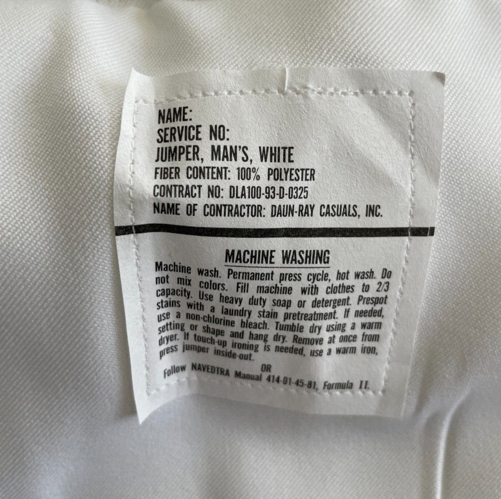 NEW GENUINE US NAVY SERVICE DRESS WHITE JUMPER MIDDY BLOUSE UNIFORM TOP  (44 L)