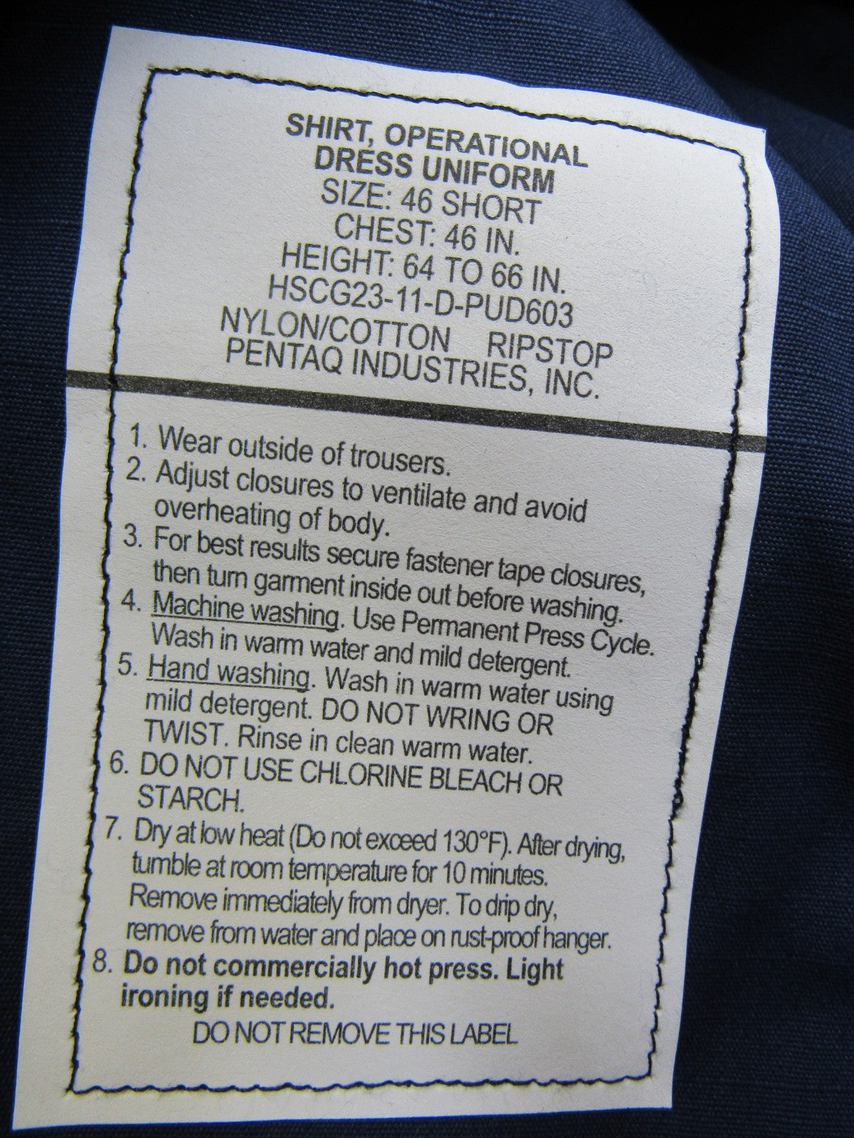 US Coast Guard USCG BDU Shirt Ripstop Operational Dress Uniform ODU 46 S NOS