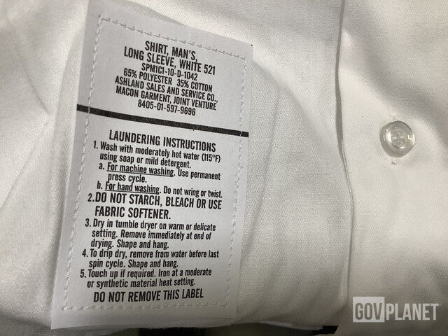 US Army Men's Dress White Uniform Shirt ASU Long Sleeve 17.5 32/33