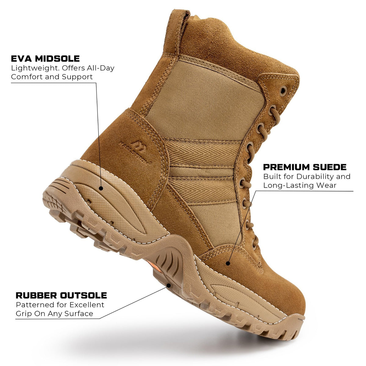 Mens Military Boots, AR 670-1 Compliant, Coyote Brown, Comfortable Lightweight