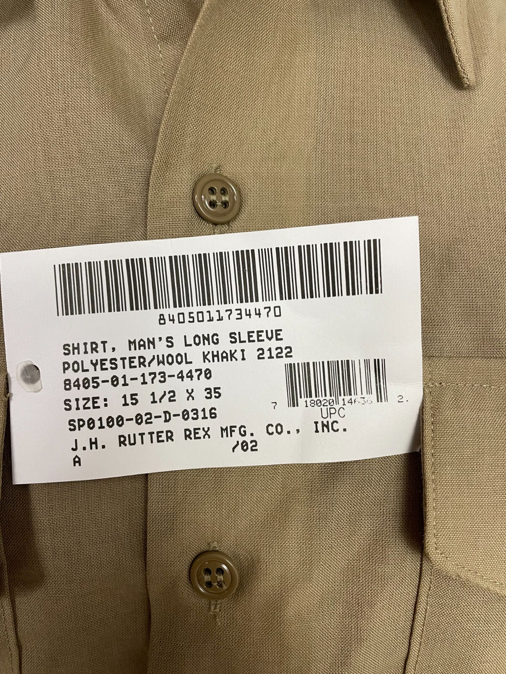NEW USMC Marine Corps Military Khaki 2122 Long Sleeve Shirt Men's Size 15.5 x 35