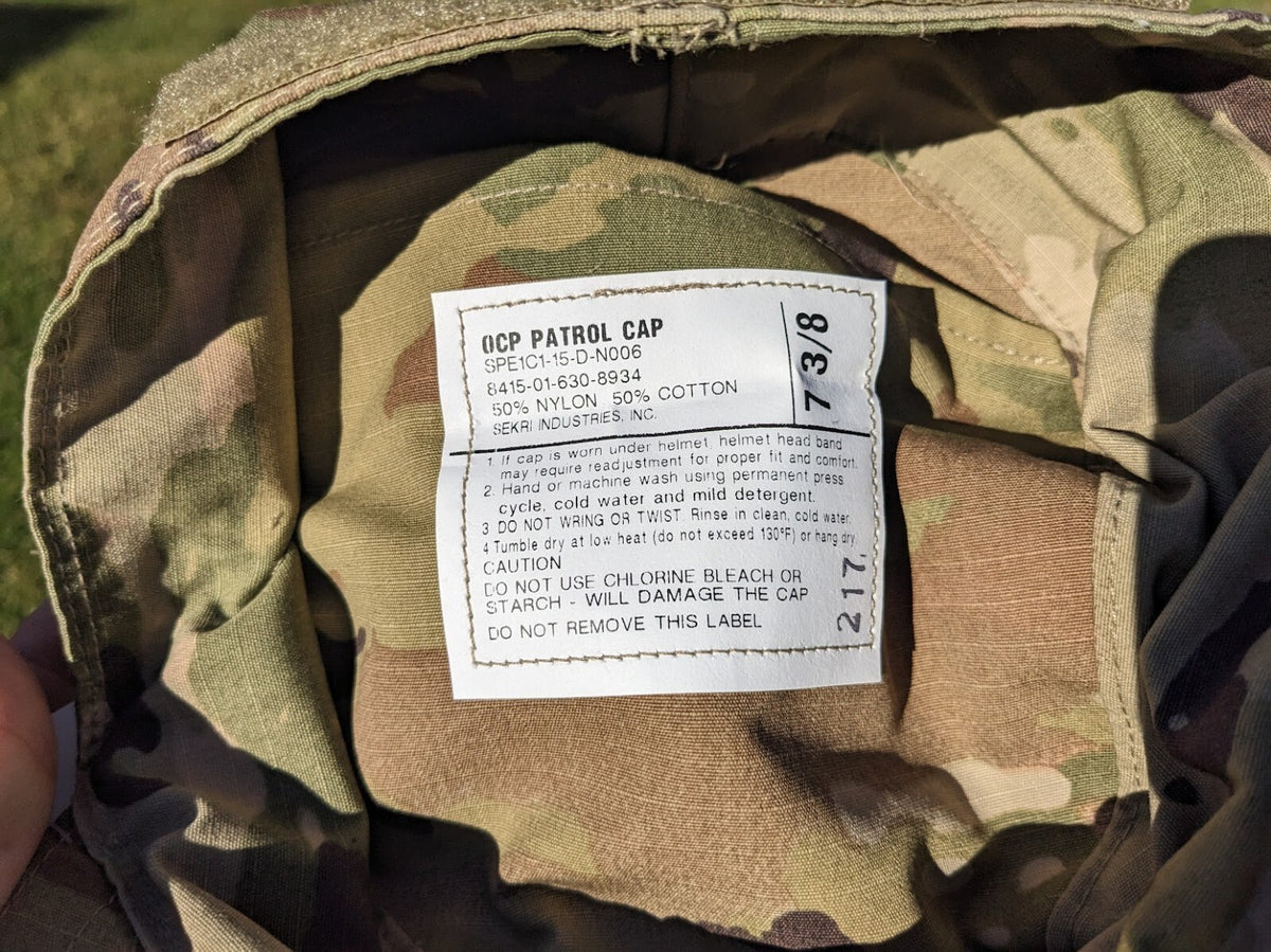 OCP  7 3/8 US Army Military Multicam Camouflage USGI Patrol Cap Hat 2 Tabs SEKRI