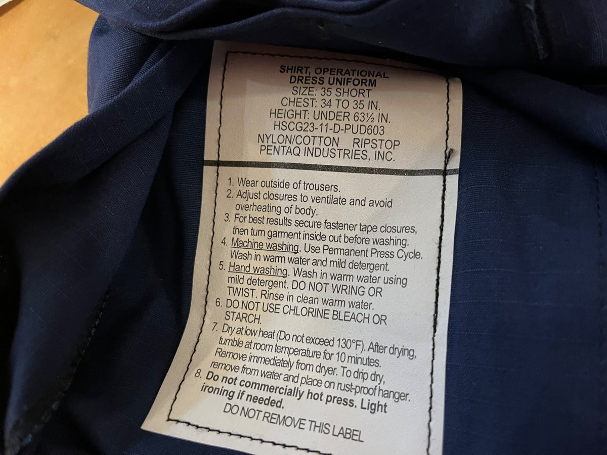 uscg  odu shirt, us made 2008 new old stock,  SMALL, 35 short