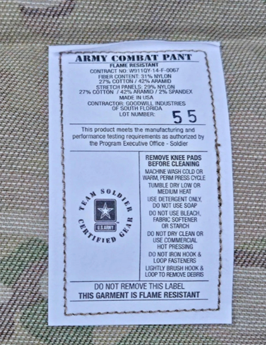 Large Long Army OCP Advanced Combat Pants w/Crye Kneepad Slots Multicam NWT New