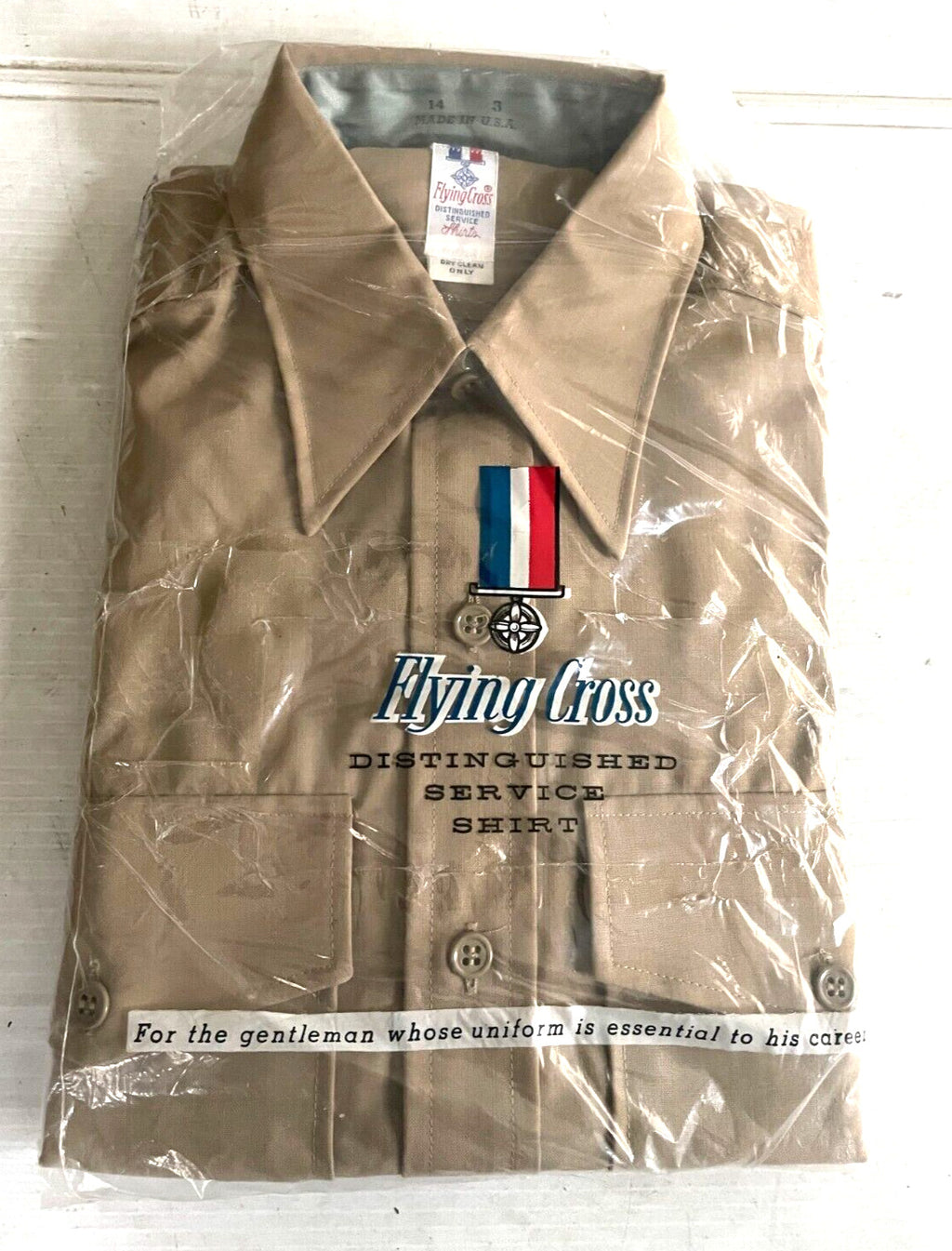 UNISSUED FLYING CROSS USMC MARINE CORPS LONG SLEEVE KHAKI SHIRT SIZE 14 X 33 NIB