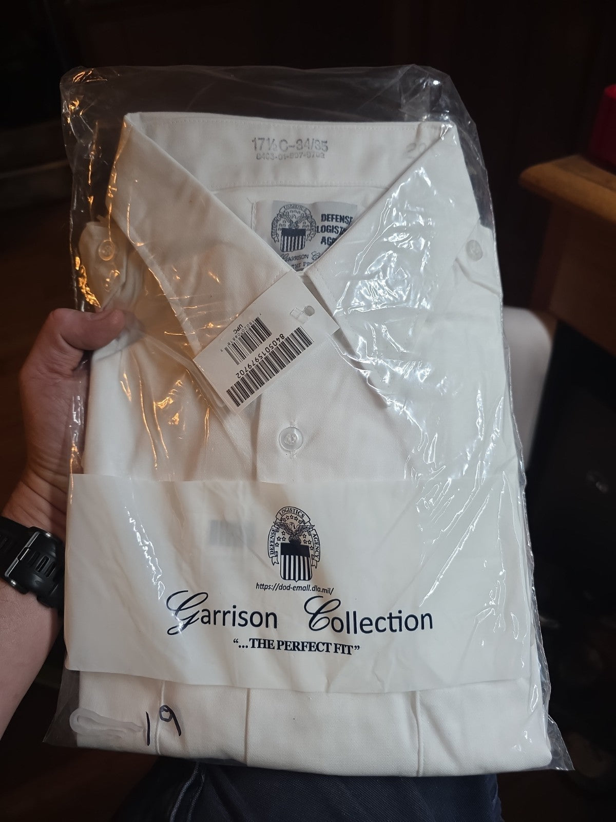 Garrison Collection Solid White Long Sleeve Army Dress Shirt Mens  17.5 C-34/35