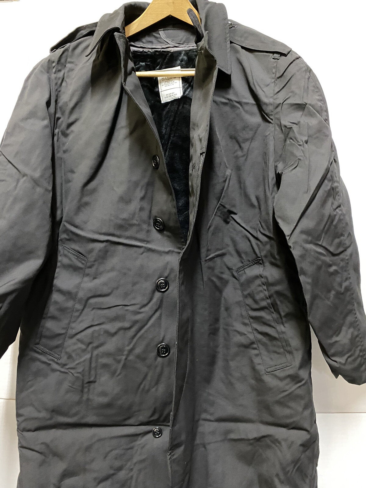 GI Black All Weather Coat Army Trench Coat With Removable Liner Size 36R