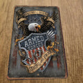 Armed Forces Strong and Free Eagle Flag Shield 8x12 Inch Metal Wall Military Sign
