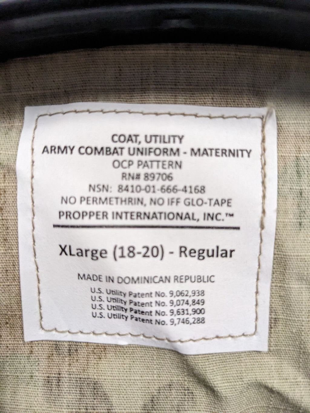 PROPPER F5400 Womens ACU Coat Maternity - X-Large Regular - OCP - NEW WITH TAGS