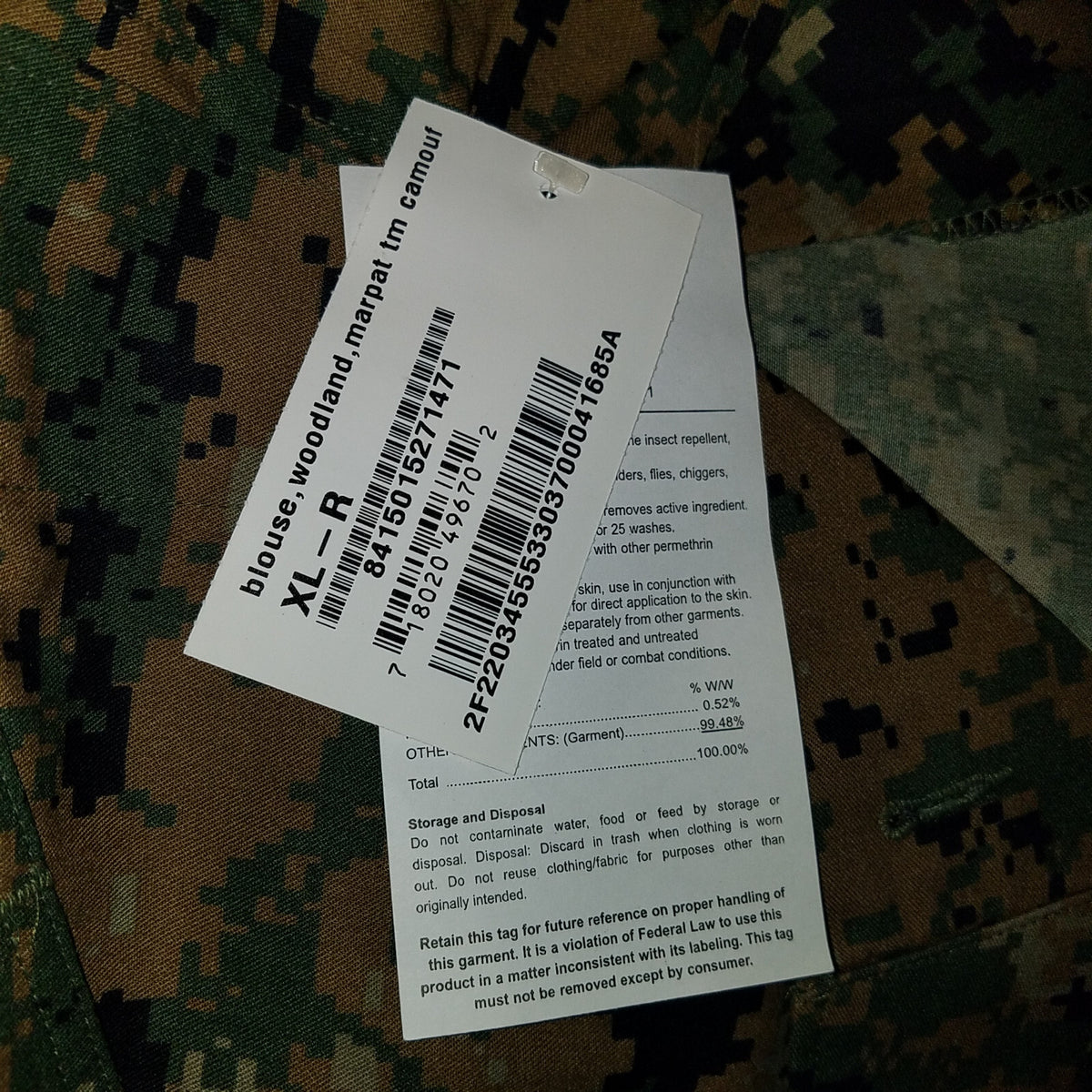 NEW X-Large Short XL USMC Woodland Marpat utilities MCCUU cammie Blouse Shirt