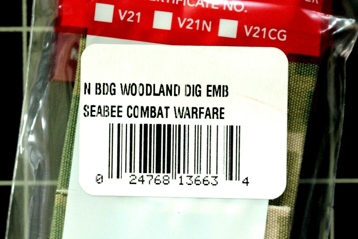 USN NAVY NWU UNIFORM SEABEE WARFARE SPECIALTY BADGE TYPE 3 GREEN INSIGNIA TAPE