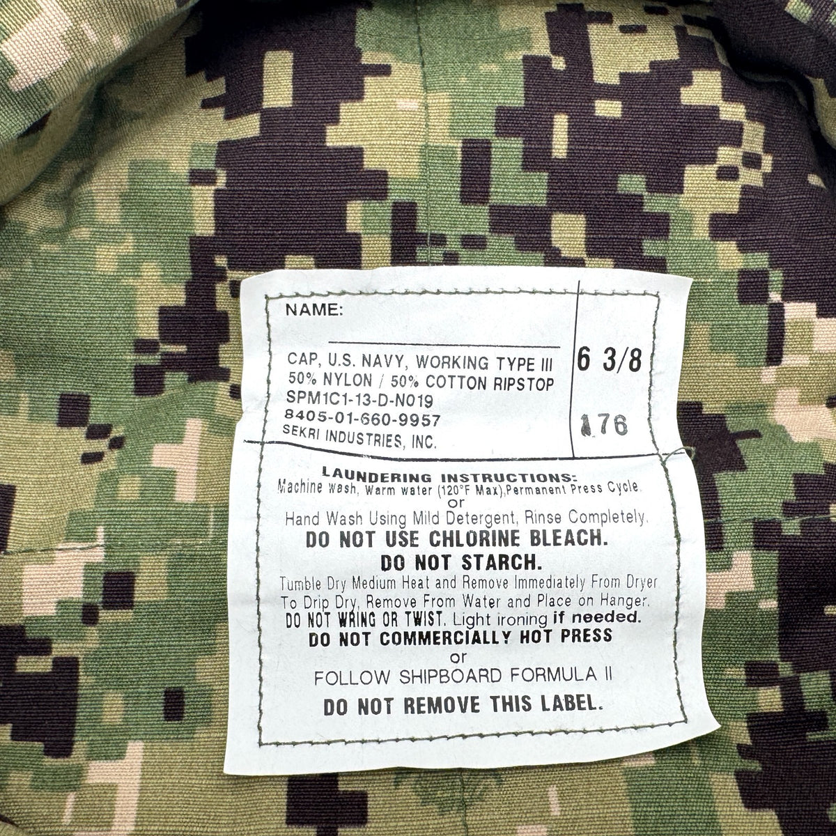 US Navy NWU Type III AOR2 Woodland Camo Hat Utility 8 Point Cap Cover ACE 6-3/8