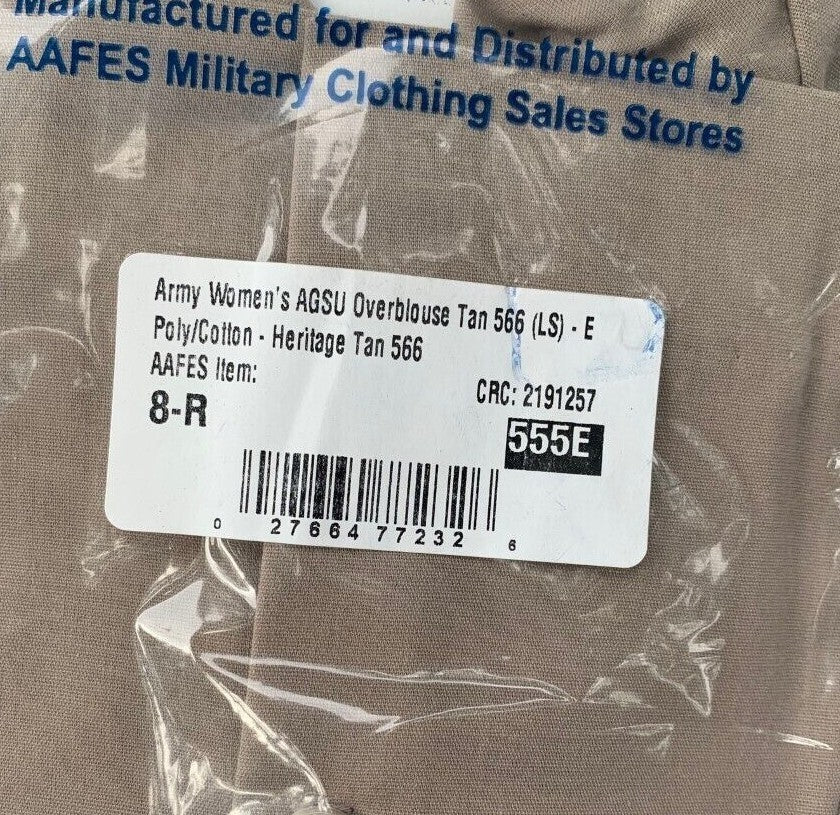 Women’s CaliFashions 555E AGSU Military Uniform OverBlouse Tan U.S. Army Shirt
