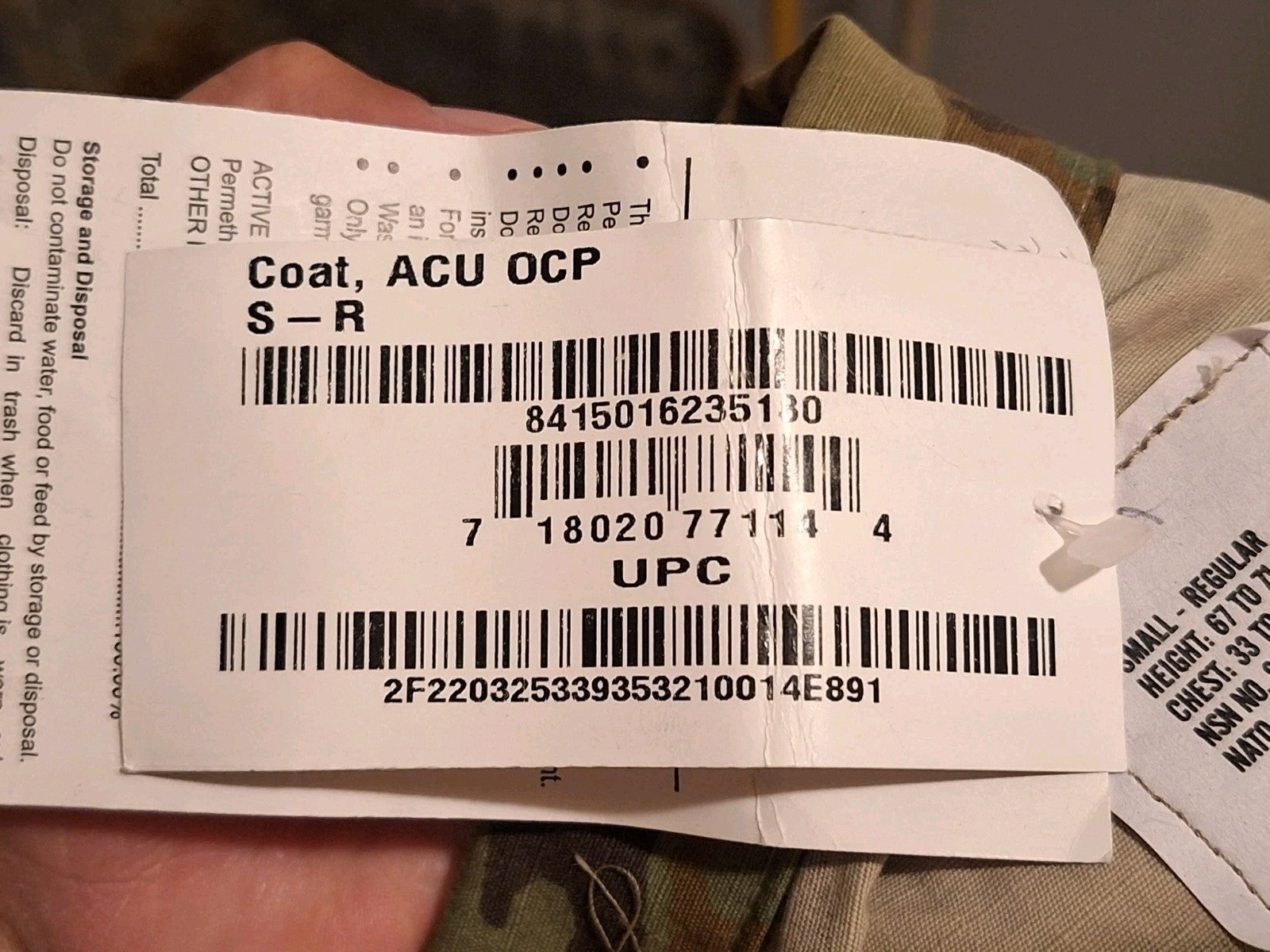 U.S. Army OCP Army Combat Uniform Combat Coat Small-Regular New