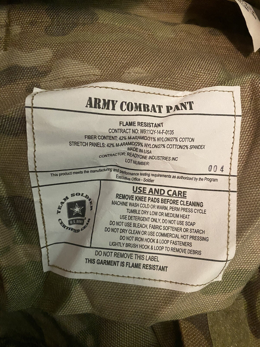 New US Military OCP Multicam Pants Trousers w/Knee Pad Inserts Slots Medium Reg