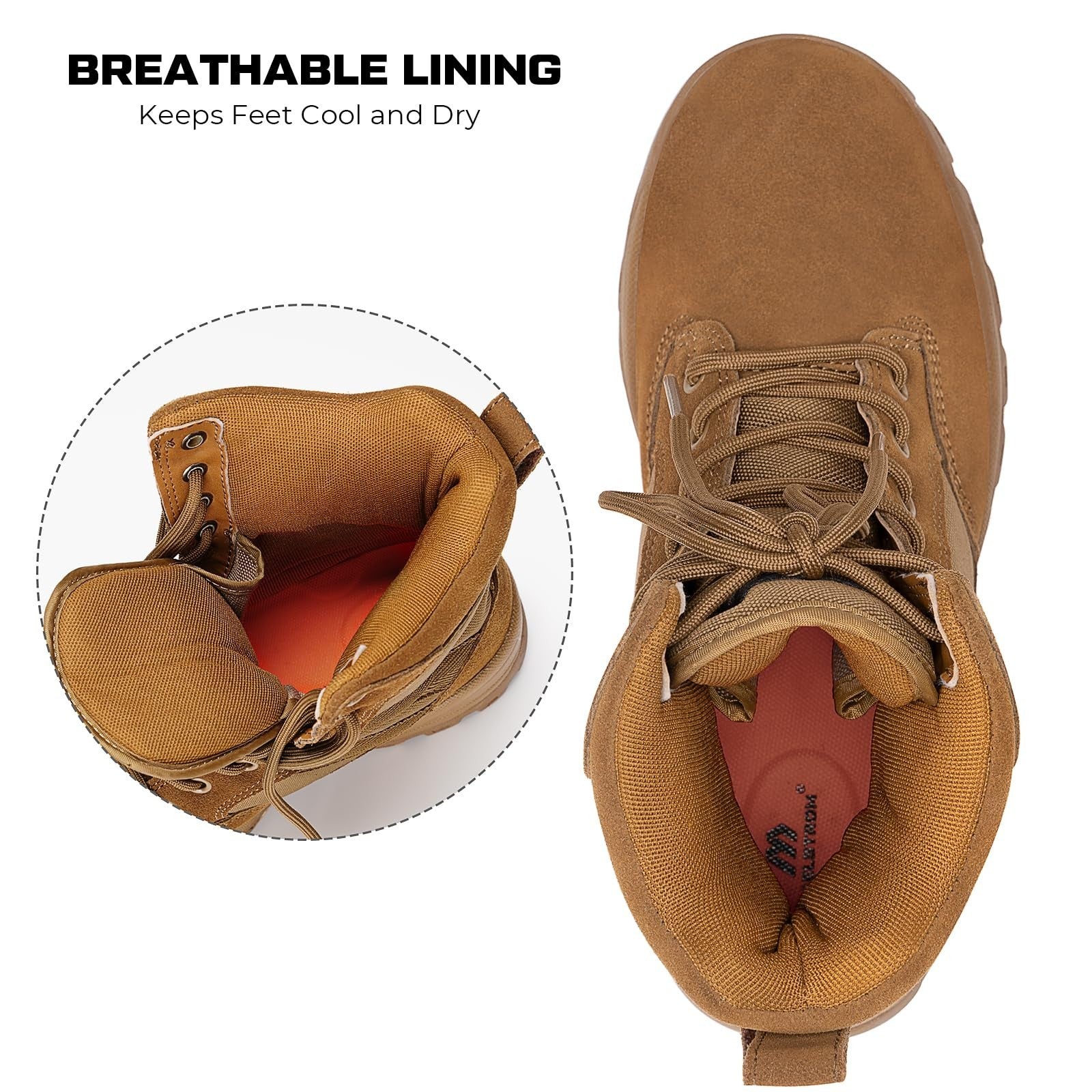 Mens Military Boots, AR 670-1 Compliant, Coyote Brown, Comfortable Lightweight