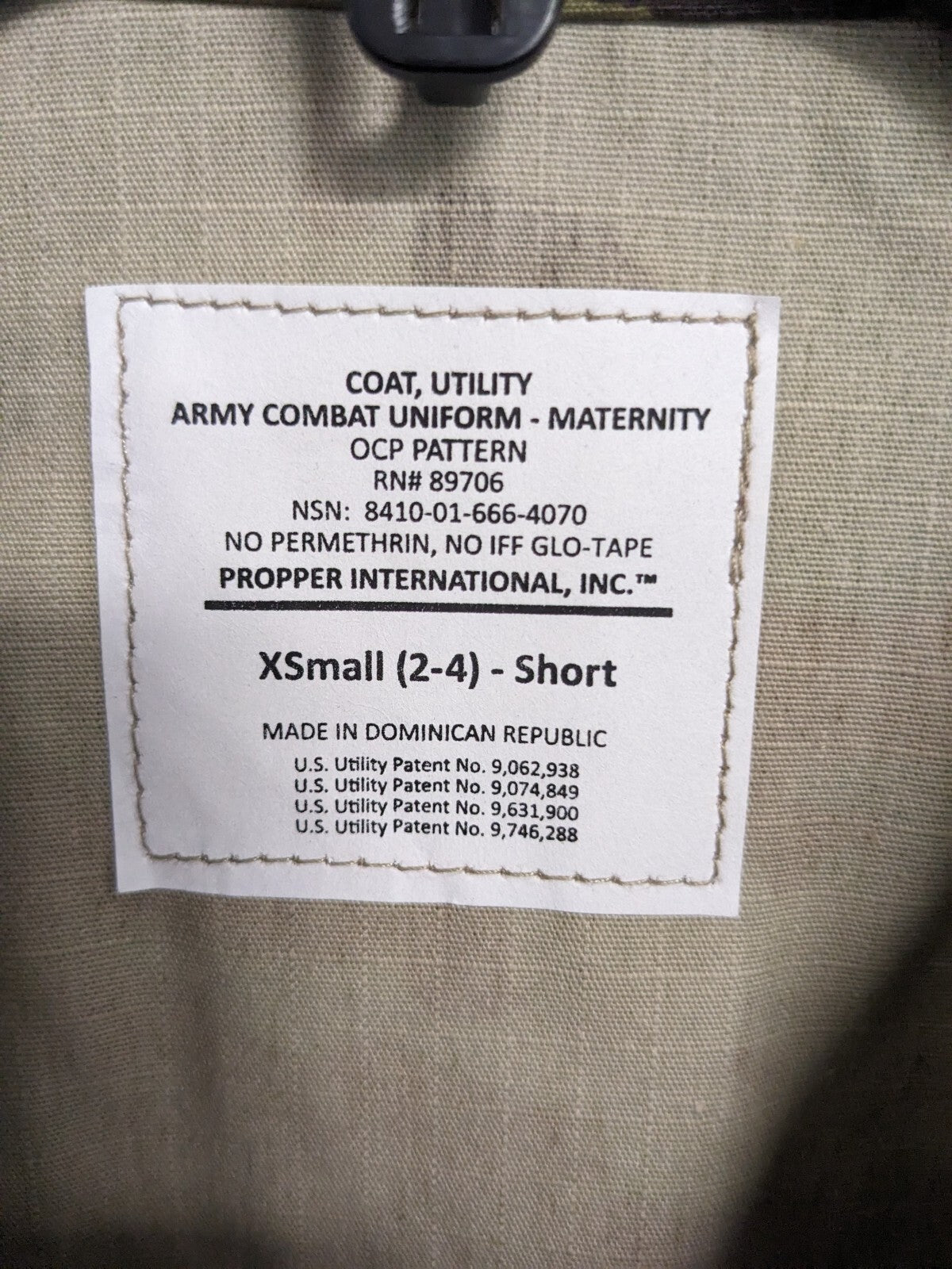 PROPPER F5400 Womens ACU Coat Maternity Sz XSS X-Small Short OCP Multicam New