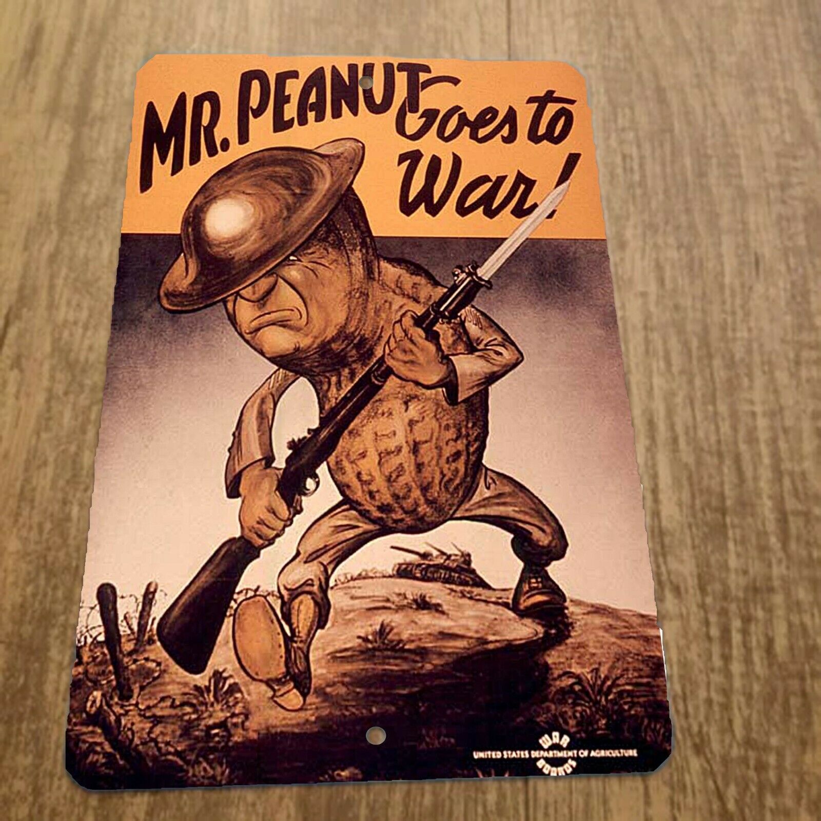 Mr. Peanut Goes to War 8x12 Inch Metal Wall Sign - Military Miscellaneous Poster