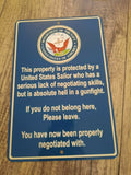 Property Protected by a Sailor 8x12 Inch Metal Military Warning Wall Sign for Armed Forces