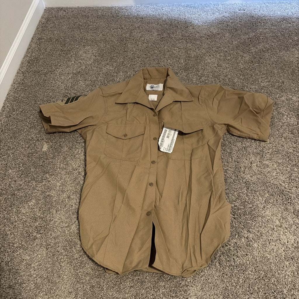 USMC Marine Men's Tan Short Sleeve Khaki Shirt - Size: 15.5 - 8405-01-515-8974