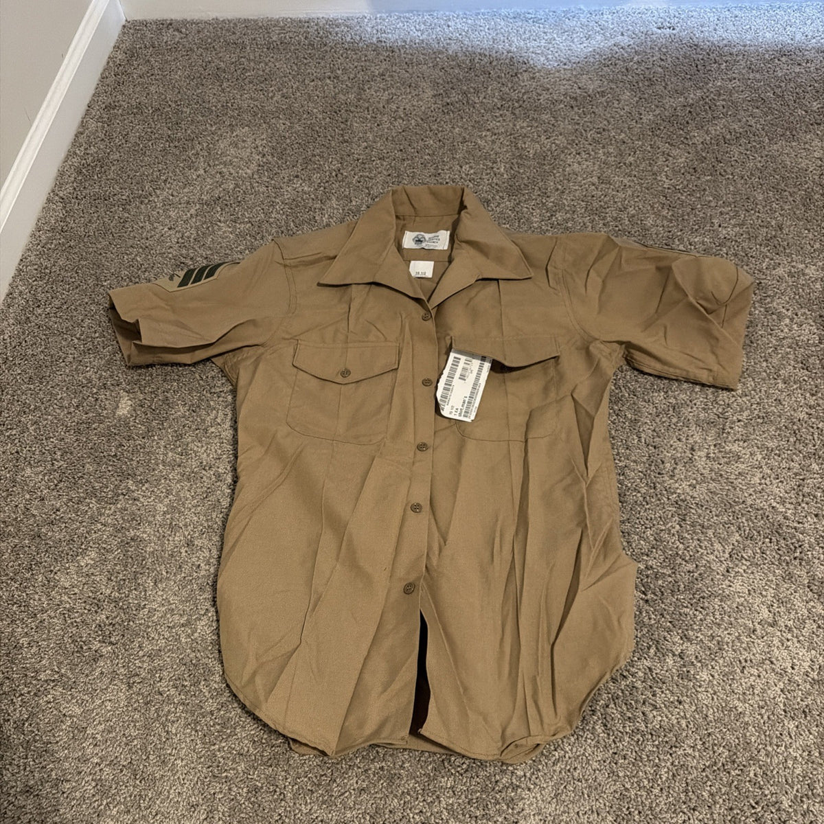 USMC Marine Men's Tan Short Sleeve Khaki Shirt - Size: 15.5 - 8405-01-515-8974