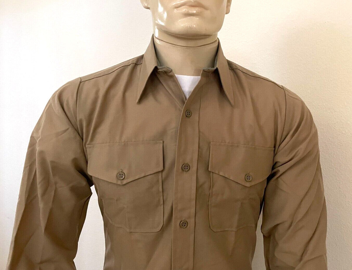 UNISSUED FLYING CROSS USMC MARINE CORPS LONG SLEEVE KHAKI SHIRT SIZE 14 X 33 NIB