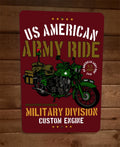 US American Army Division Military Motorcycle 8x12 Metal Wall Sign