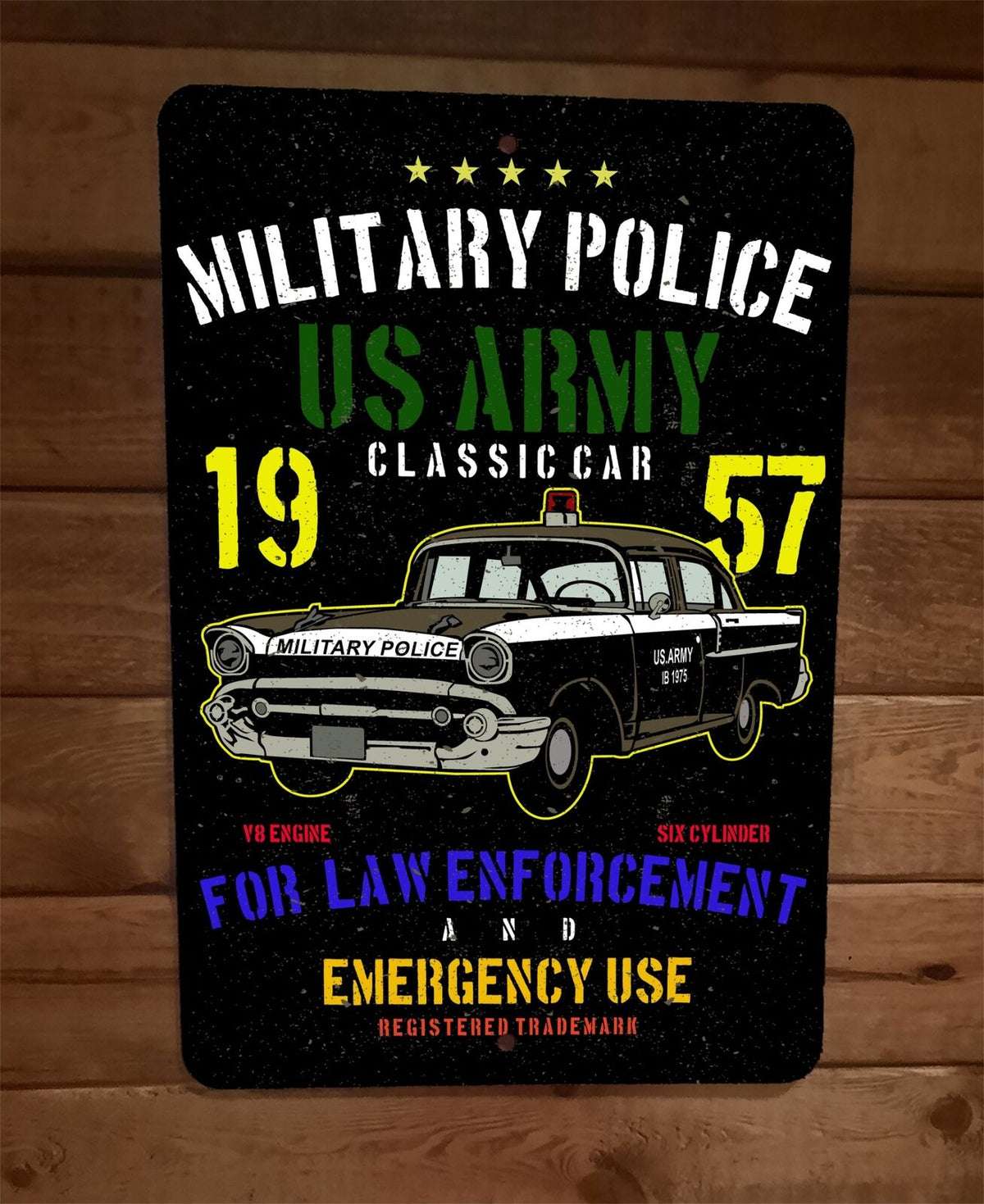 US Army 1957 Military Police Classic Car 8x12 Inch Metal Wall Sign