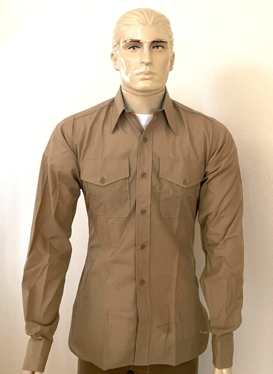 UNISSUED FLYING CROSS USMC MARINE CORPS LONG SLEEVE KHAKI SHIRT SIZE 14 X 33 NIB