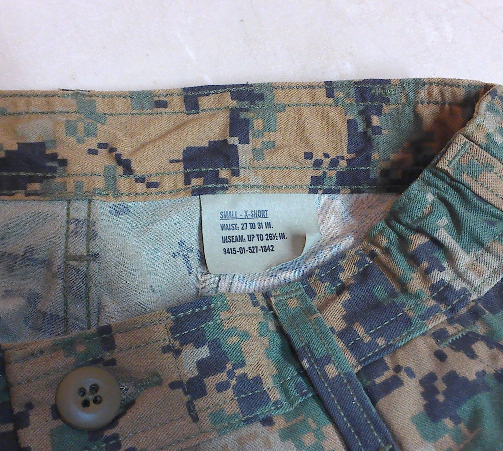 Marine Corps USMC Woodland MARPAT Camo MCCUU Combat Pants Trousers Small X-Short