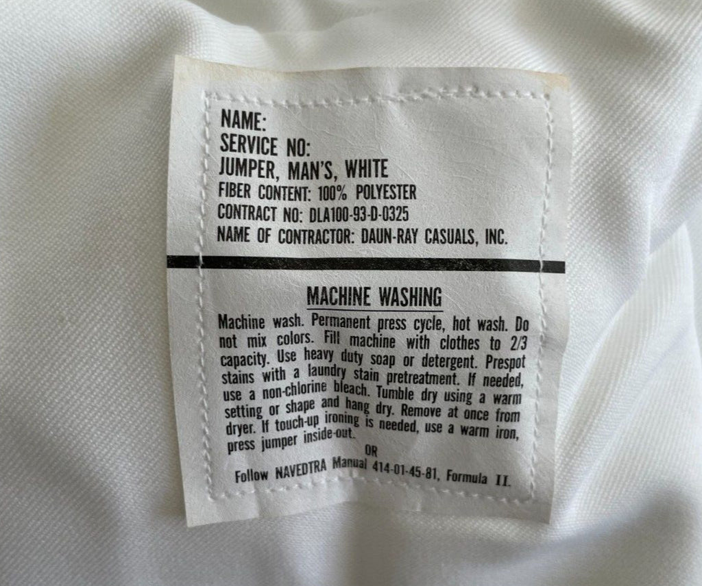 NEW GENUINE US NAVY SERVICE DRESS WHITE JUMPER MIDDY BLOUSE UNIFORM TOP (44 REG)
