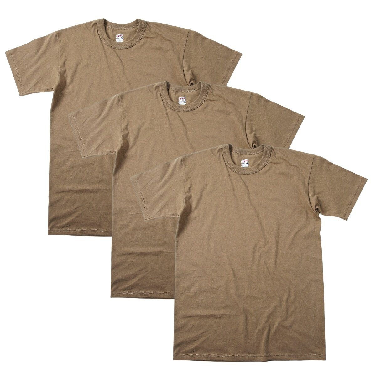 NEW Soffe Military US Navy 100% Cotton T-Shirt Undershirt 3-Pack - Coyote Brown