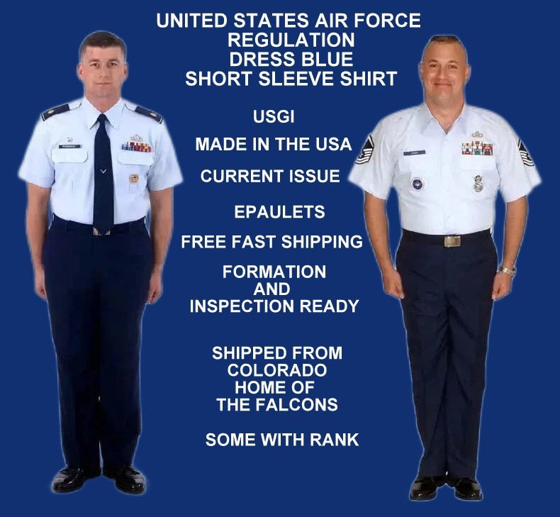 NEW 2026 AIR FORCE USAF SHIRT MENS SHORT SLEEVE DRESS BLUE UNIFORM ALL SIZES