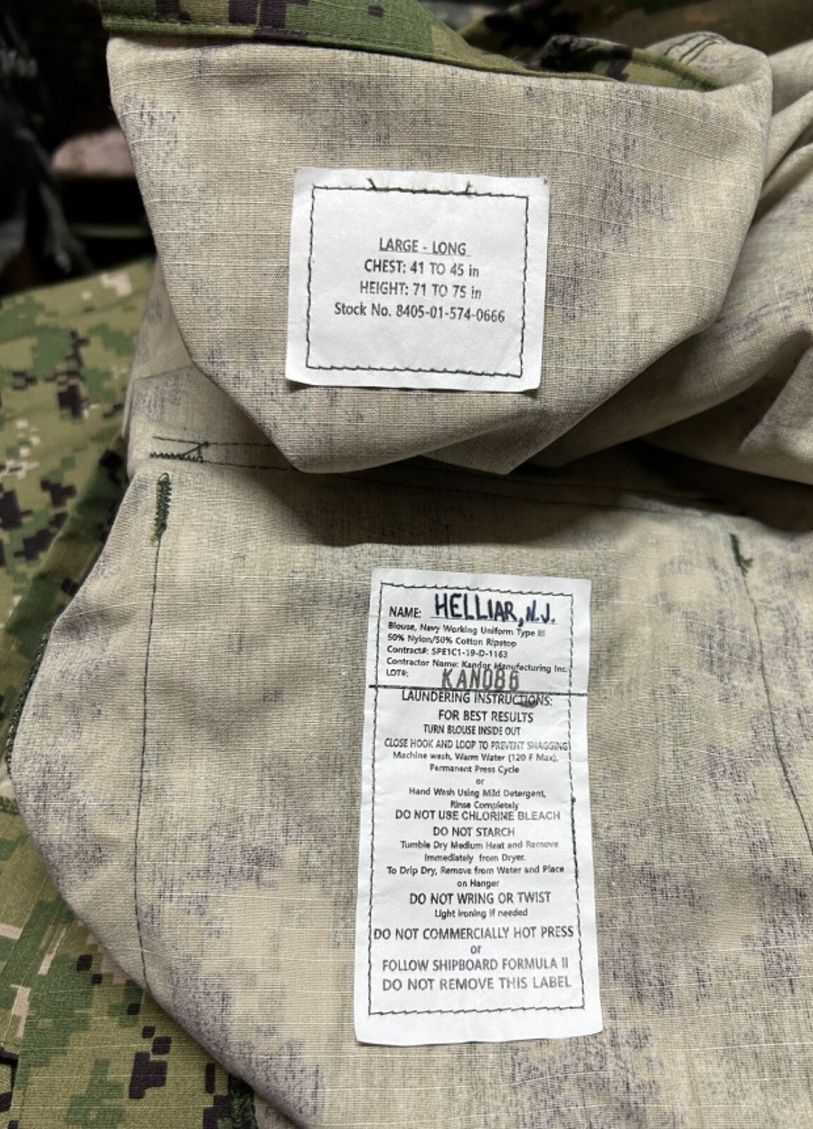 GENUINE US NAVY SEALS AOR2 NWU TYPE III SHIRT BLOUSE NEW !!!! LARGE LONG