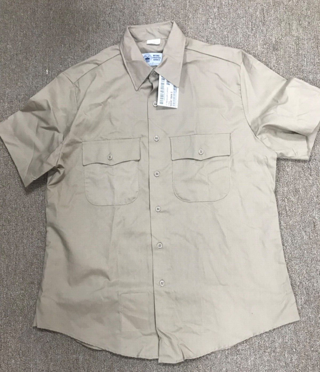 AGSU Male Dress Shirt Army Green Service Uniform Taupe 15.5 Short Sleeve