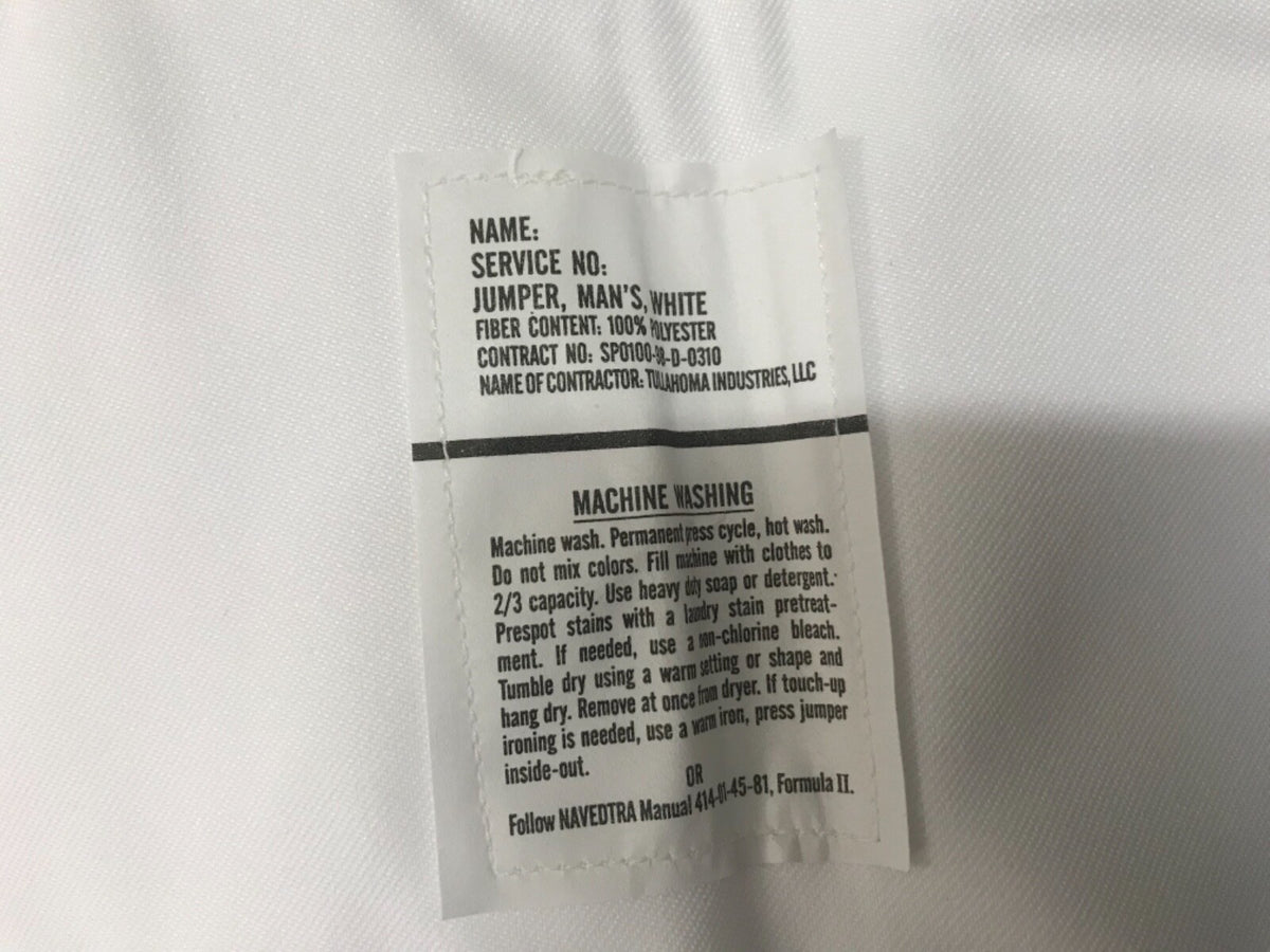 US NAVY MIDDY BLOUSE WHITE DRESS JUMPER 46 Regular NSN 8405-01-076-1973