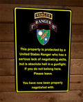 Property Protected by Army Ranger 1st Battalion 8x12 Metal Military Wall Sign