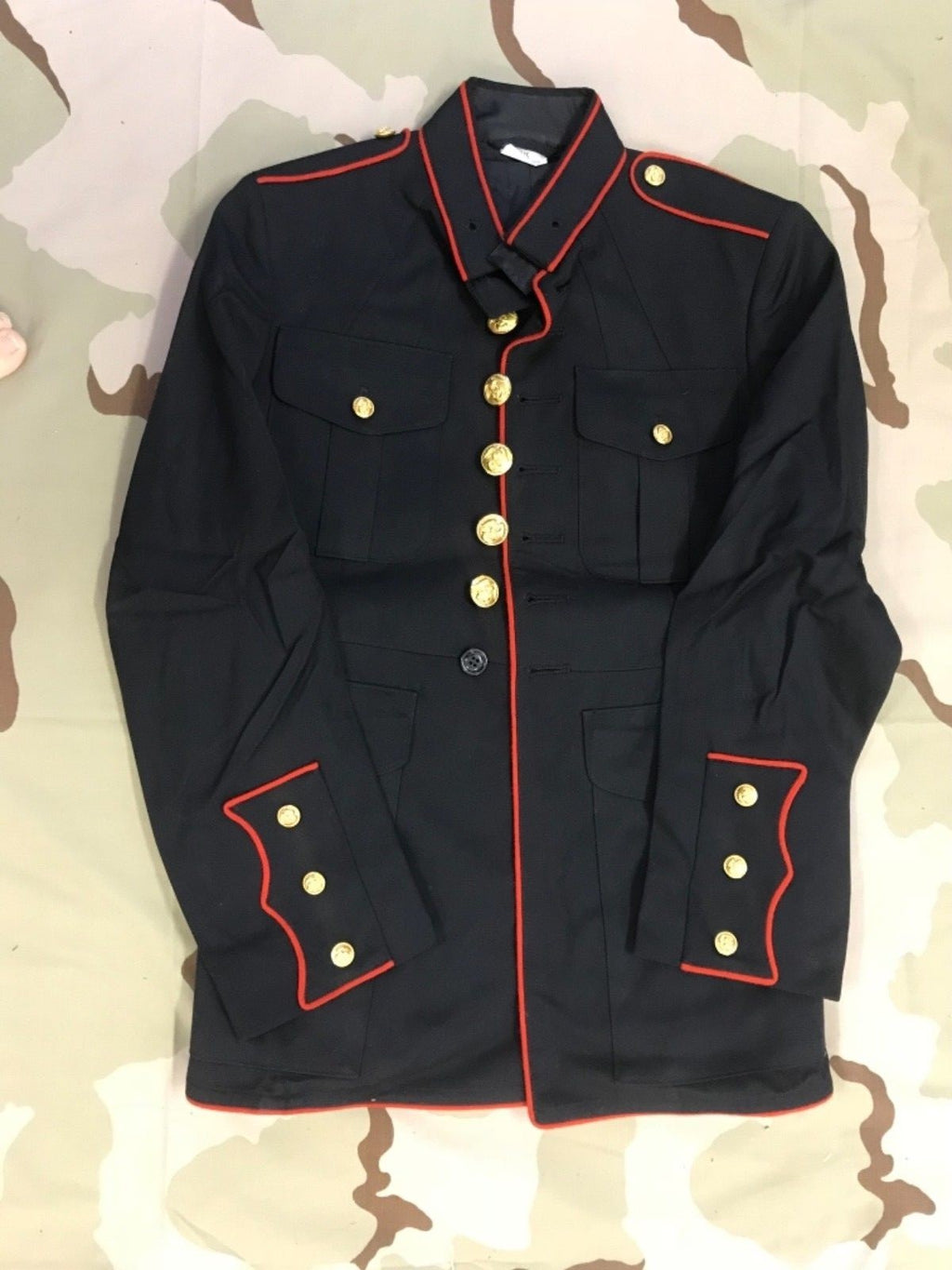 US MARINES DRESS BLUE TUNIC COAT MAN'S GABARDINE MC SH 2312 POLY/WOOL SZ 37SH