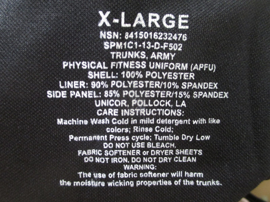APFU Shorts X-Large Army Black and Gold PT Physical Fitness USGI NEW