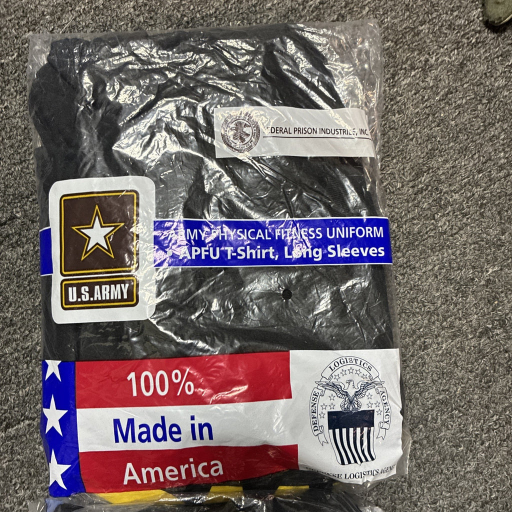 APFU Long Sleeve Shirt Large Army Black and Gold PT Physical Fitness USGI NEW