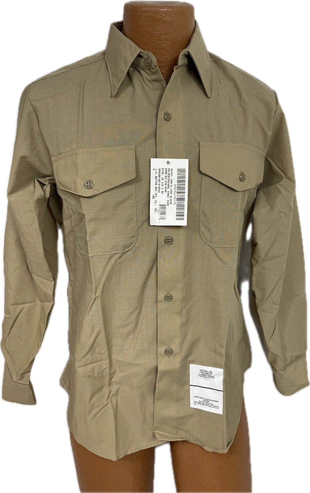 NEW USMC Marine Corps Military Khaki 2122 Long Sleeve Shirt Men's Size 15.5 x 35