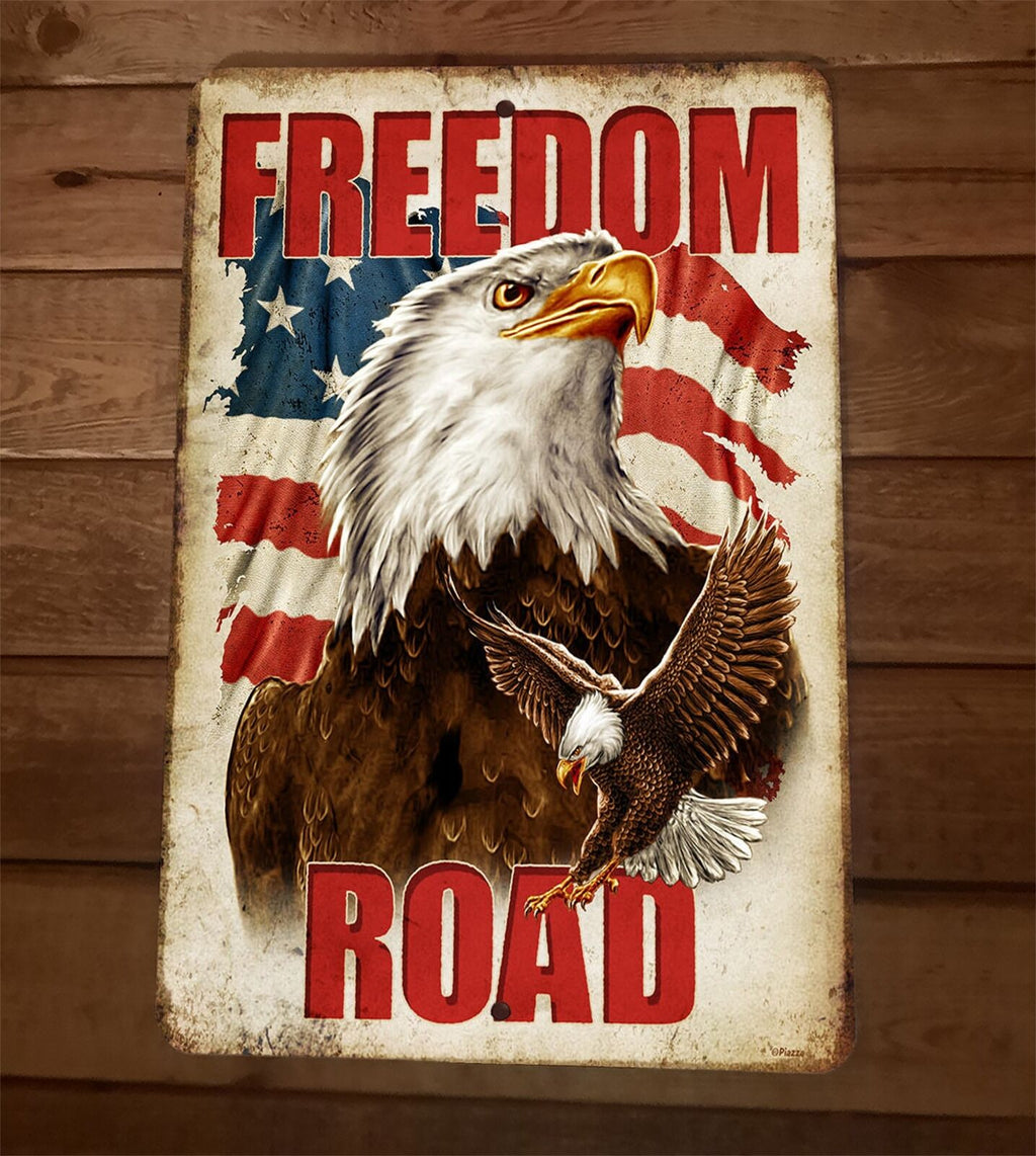Freedom Road USA Flag Eagle Military 8x12 Metal Wall Sign – view 2