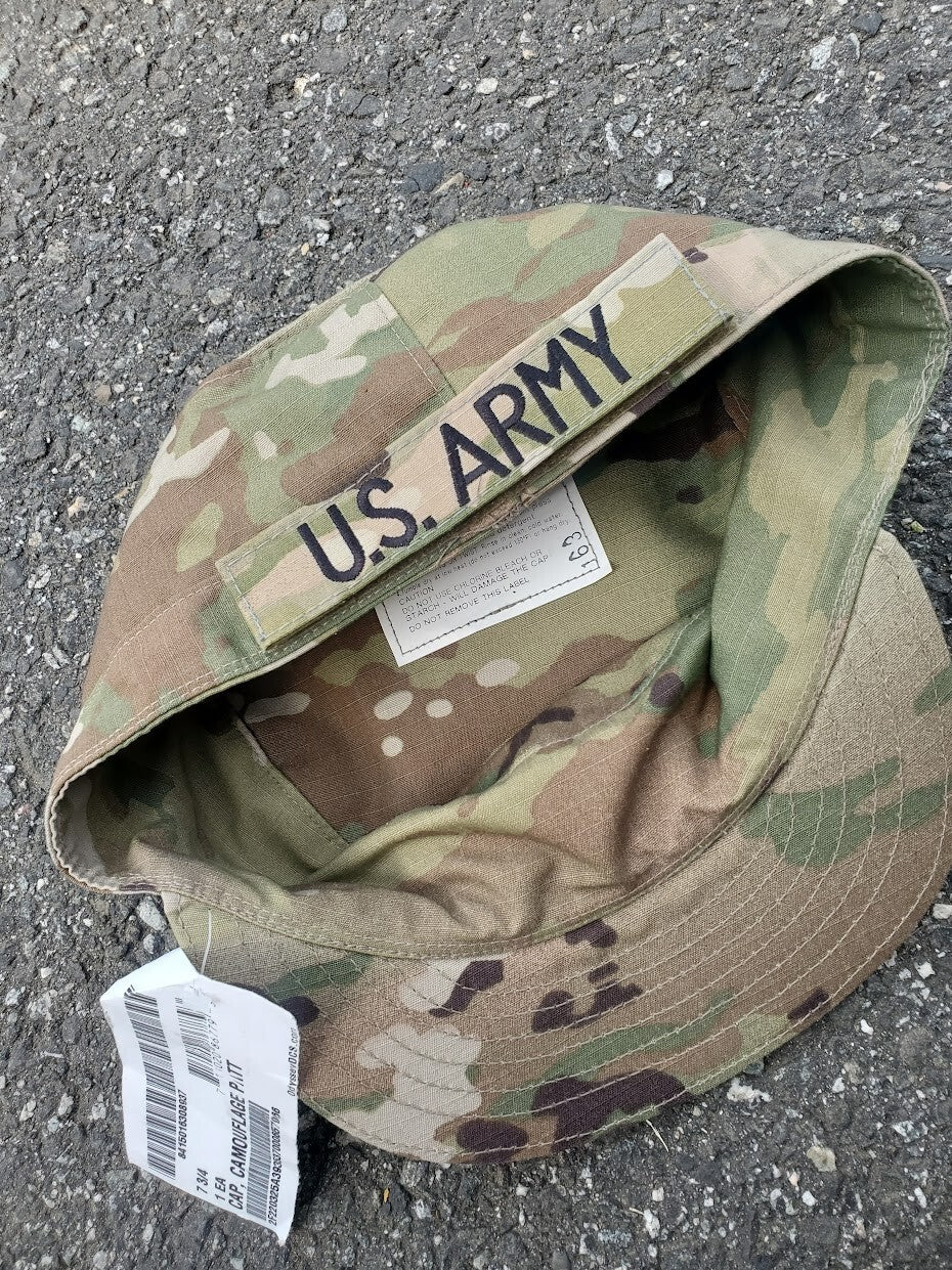 OCP  7 3/8 US Army Military Multicam Camouflage USGI Patrol Cap Hat 2 Tabs SEKRI