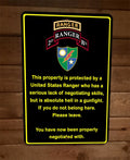 Property Protected by Army Ranger 2nd Battalion 8x12-Inch Metal Military Wall Sign