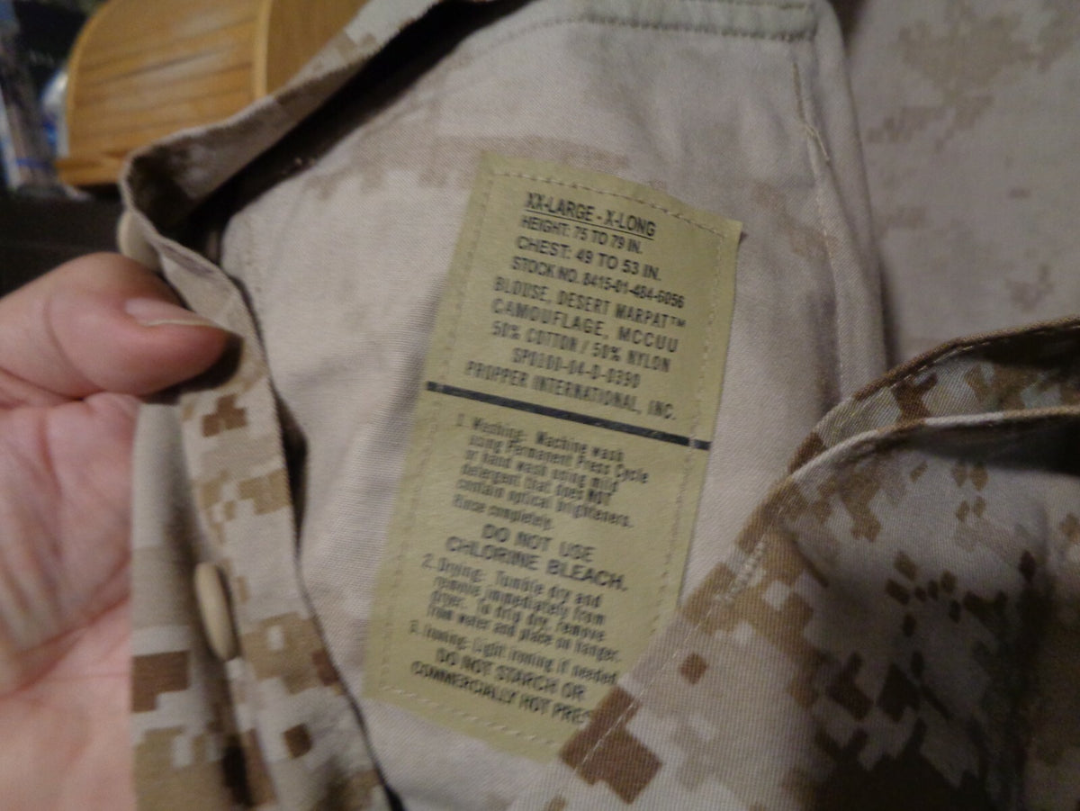 USMC MARPAT SHIRT DESERT TAN MARSOC XX LARGE X LONG NEW WITH TAG XXL XLONG  RARE